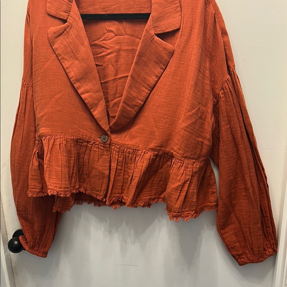Free People Orange Cropped Blouse - Picture 7 of 12